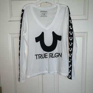 True Religion white logo tee
